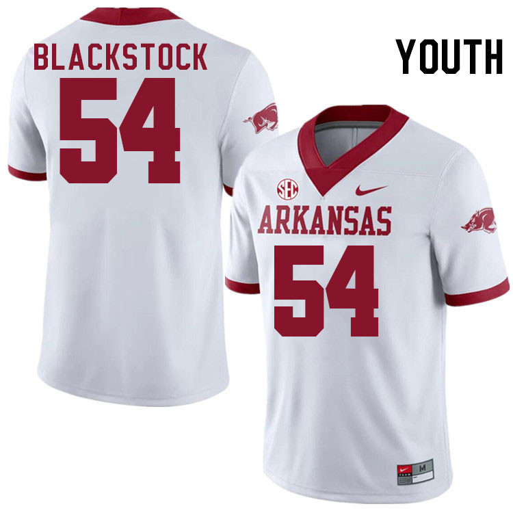 Youth #54 Keyshawn Blackstock Arkansas Razorbacks College Football Jerseys Stitched-Alternate White